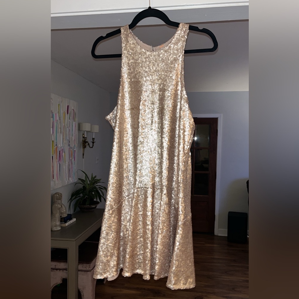 Free People Sequin Rose Gold Sleeveless Dress